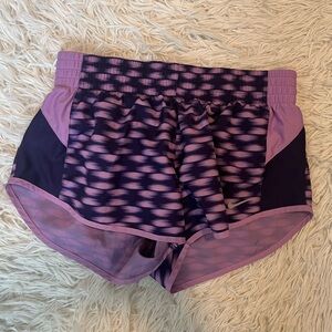 Nike Racer Dri Fit purple multi printed shorts size small